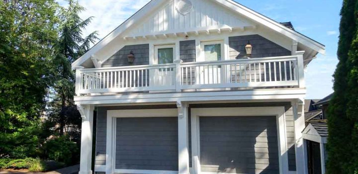 House Exterior Paint: exterior painted in gray and white color scheme
